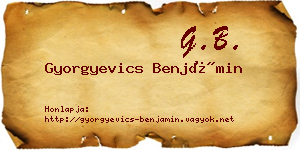 Gyorgyevics Benjámin névjegykártya